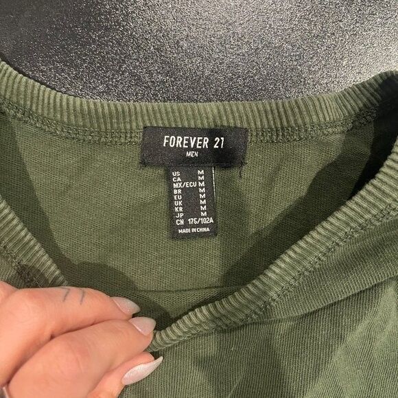 Forever 21 Mens Forest Green Medium Sweater Long Sleeves Crew Neck - Picture 2 of 3